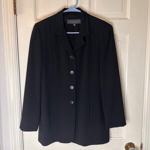 Alex Garfield‎ Blazer Black Ribbed Business Career Button Front Jacket Size 10
